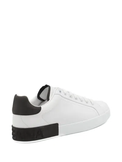 Dolce & Gabbana Portifano Panelled Leather Sneakers In White