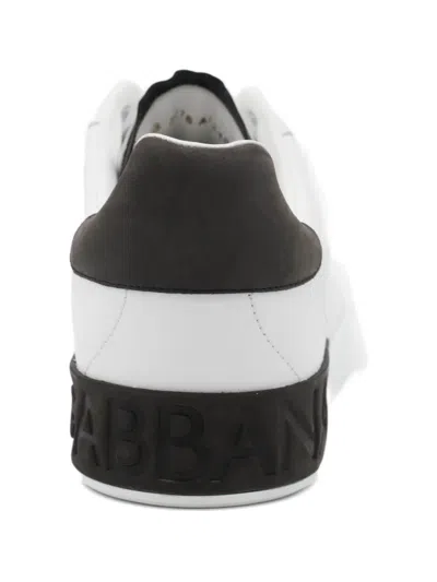 Dolce & Gabbana Portifano Panelled Leather Sneakers In White