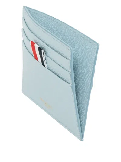 Thom Browne Blue Pebble Grain Note Compartment Card Holder In Blue