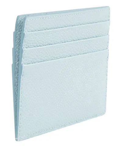 Thom Browne Blue Pebble Grain Note Compartment Card Holder In Blue