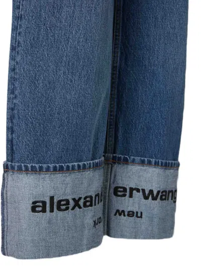 Alexander Wang Indigo Logo-embroidered Mid-rise Jeans In Blue