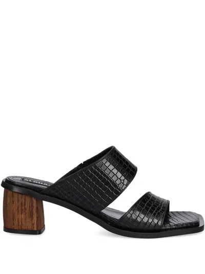Alohas Gabin Crocodile-effect Block-heel Slides In Black
