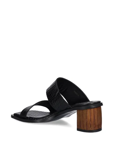 Alohas Gabin Crocodile-effect Block-heel Slides In Black