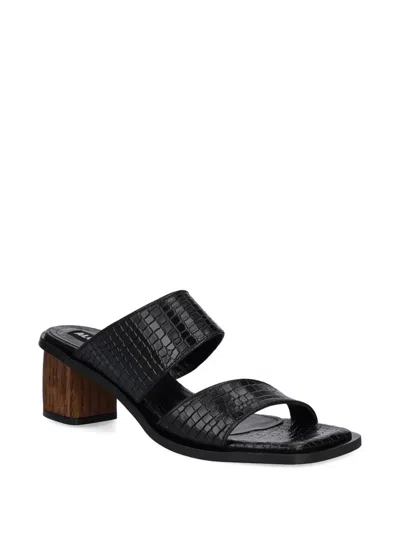Alohas Gabin Crocodile-effect Block-heel Slides In Black