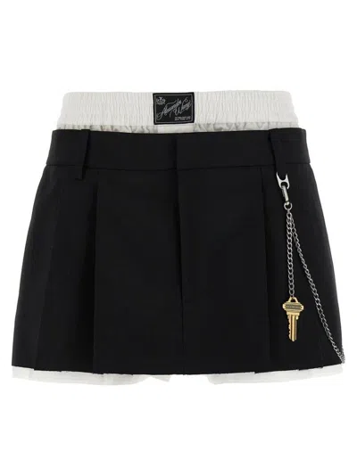 Alexander Wang Pre-styled Pleated Skort With Chain In Black