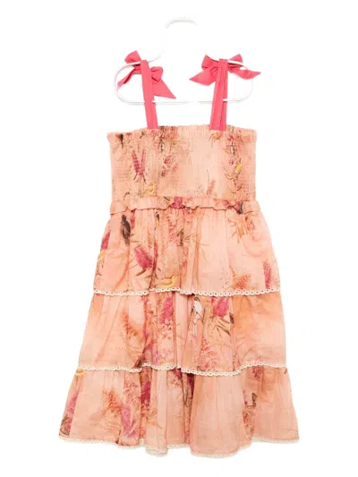 Zimmermann Cotton Cascadian Tiered Dress In Pink