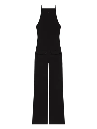 Courrèges Sleeveless Bootcut Jumpsuit In Black
