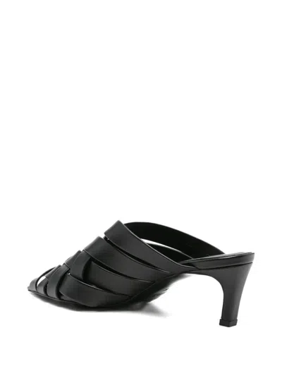 Anine Bing 55mm Eve Woven Leather Mules In Black