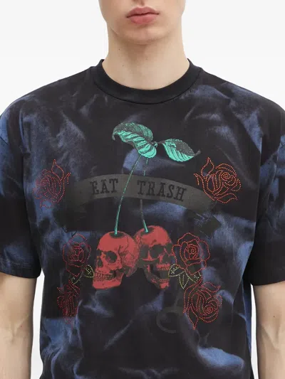 Aries Women S Sprayed Trash Cherries T-shirt Black In Blue