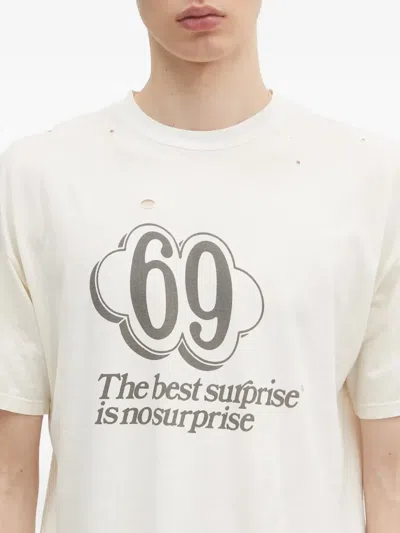 Aries Distressed Print T-shirt In White