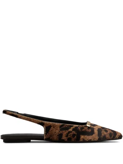 Tod's Embellished Leopard-print Calf Hair Slingback Flats In Animal Print