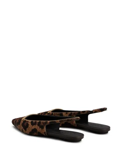 Tod's Embellished Leopard-print Calf Hair Slingback Flats In Animal Print