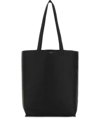 Apc A.p.c. Men Black Leather Maiko Shopping Bag In Black