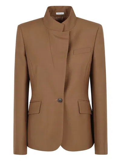 Alexander Mcqueen Tailored Wool Jacket With Structured Silhouette In Brown