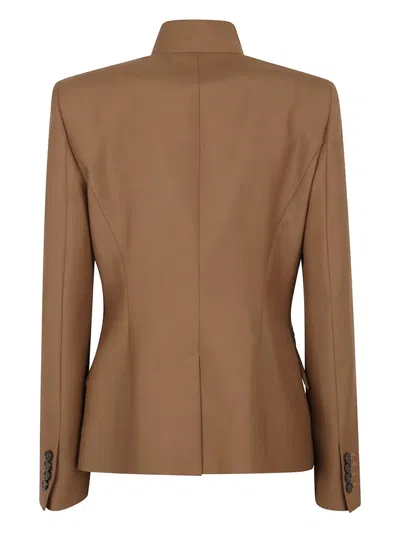 Alexander Mcqueen Tailored Wool Jacket With Structured Silhouette In Brown