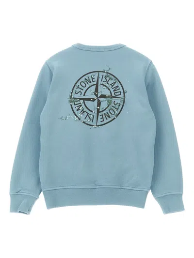 Stone Island Front And Back Print Sweatshirt In Blue