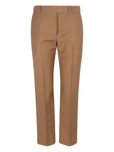 Alexander Mcqueen Tailored Pants With Front Crease And Belt Loops In Brown