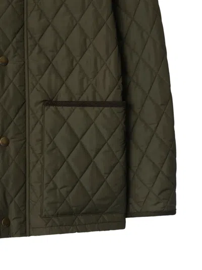 Burberry Padded Corduroy-trimmed Quilted Shell Jacket In Green