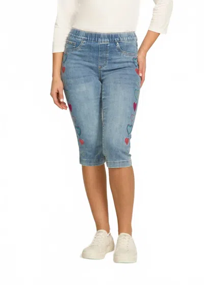 Fdj Denim Pedal Pusher Shorts In Medium Blue In Blue