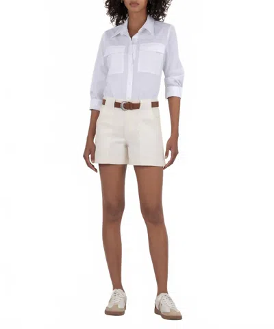 Kut From The Kloth Jane High Rise Shorts In Ecru