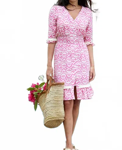 Darlington Isle Izzy Ikat Midi Dress In Purple/pink