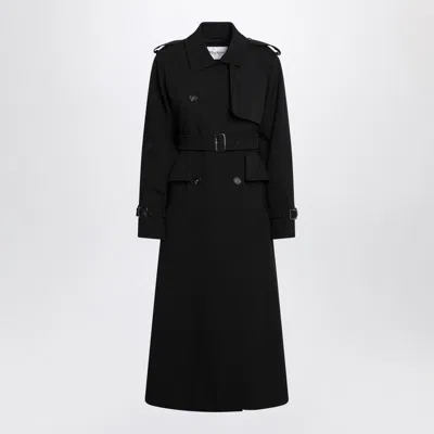 Max Mara Flavio Double-breasted Long Trench Coat In Black