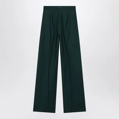 Max Mara Green Straight Trousers In Wool Women In Green