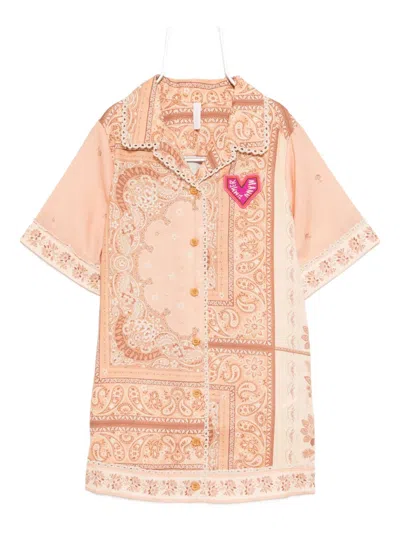 Zimmermann Lucky Shirt Dress In Orange