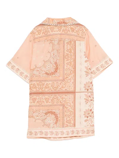 Zimmermann Lucky Shirt Dress In Orange