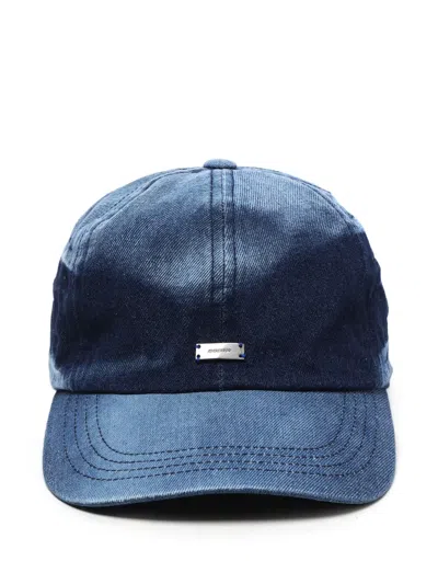 Ader Error Denim-effect Metal-detail Baseball Cap In Blue