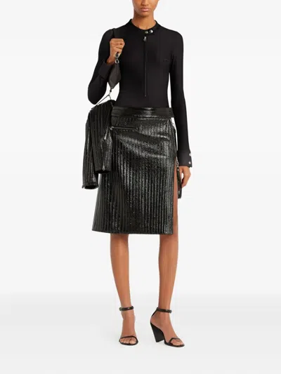 Courrèges Zip-up Long-sleeve Bodysuit In Black