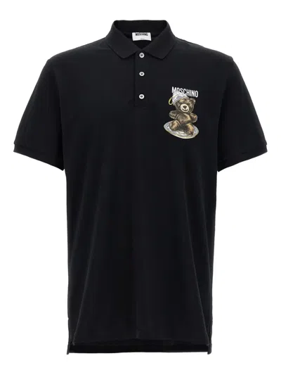 Moschino Graphic Print Polo Shirt With Side Slits
