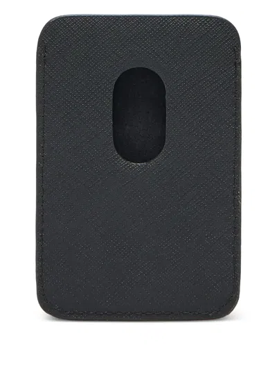 Emporio Armani Asv Regenerated Saffiano Magnetic Card Holder In Black