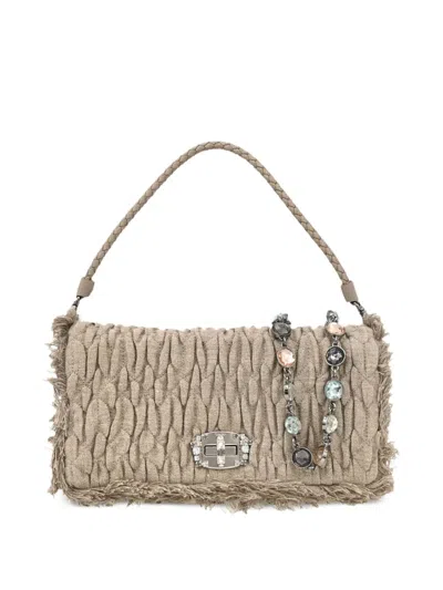 Pre-owned Miu Miu 2010s Crystal Pleated Handbag