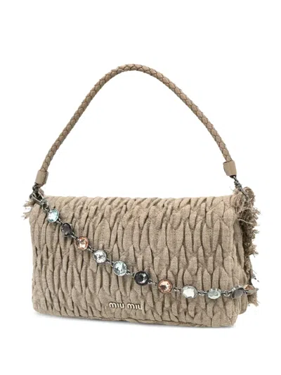 Pre-owned Miu Miu 2010s Crystal Pleated Handbag