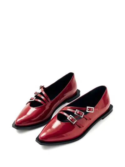 Alohas Jive Buckle-strap Pointed Flats In Red