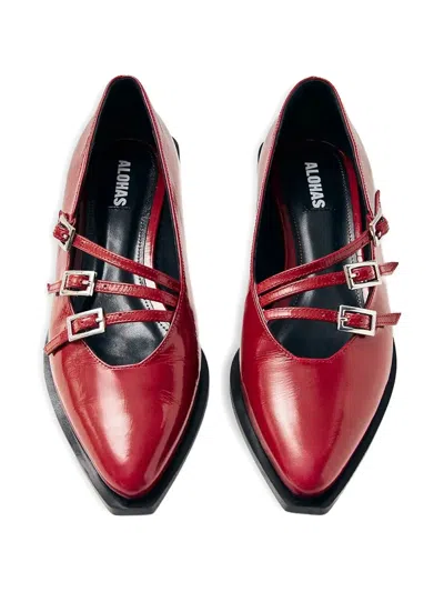 Alohas Jive Buckle-strap Pointed Flats In Red