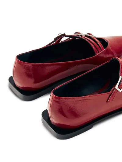 Alohas Jive Buckle-strap Pointed Flats In Red