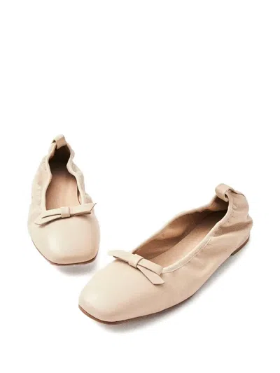 Alohas Freya Bow-detail Square-toe Flats In Neutral