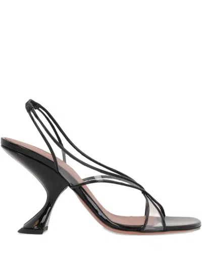 Amina Muaddi Lena 90mm Patent-leather Slingback Sandals In Black