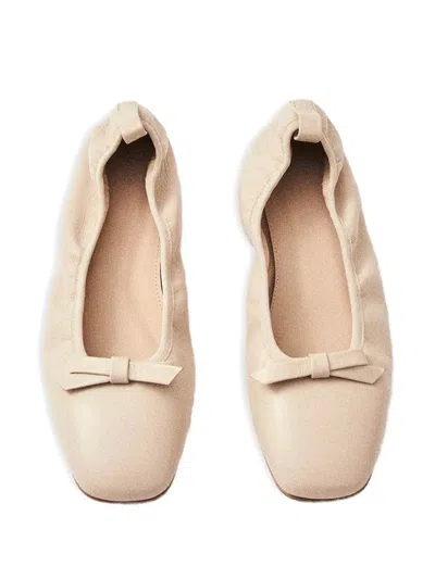 Alohas Freya Bow-detail Square-toe Flats In Neutral