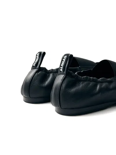 Alohas Sutton Elastic-band Gathered Ballet Flats In Black
