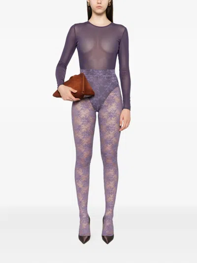 Alex Perry Floral-lace Leggings In Purple
