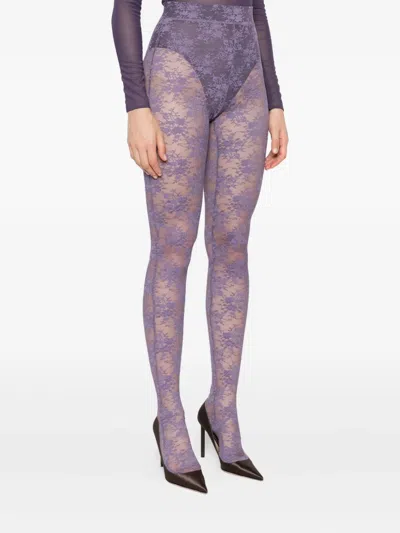 Alex Perry Floral-lace Leggings In Purple
