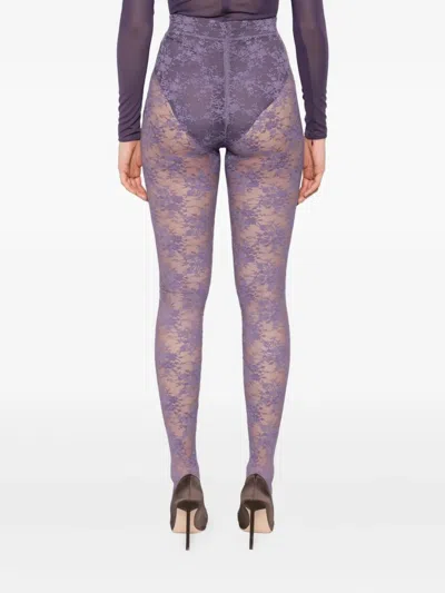 Alex Perry Floral-lace Leggings In Purple