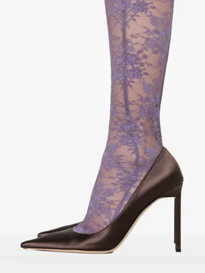 Alex Perry Floral-lace Leggings In Purple