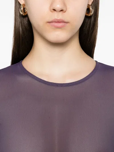 Alex Perry Sheer Mesh Bodysuit In Purple