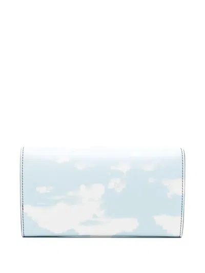 Moschino Cloud-print Chain Wallet In Blue