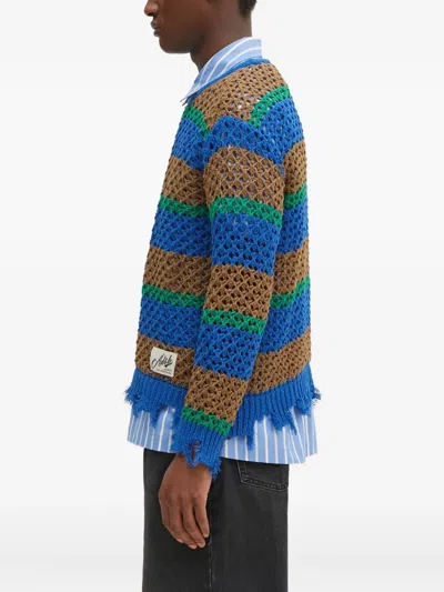 条纹磨损边下摆毛衣