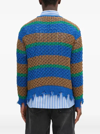 条纹磨损边下摆毛衣